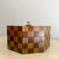 1980s Maitland Smith Checkered Wood Octagonal Box