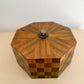 1980s Maitland Smith Checkered Wood Octagonal Box