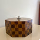 1980s Maitland Smith Checkered Wood Octagonal Box