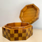 1980s Maitland Smith Checkered Wood Octagonal Box