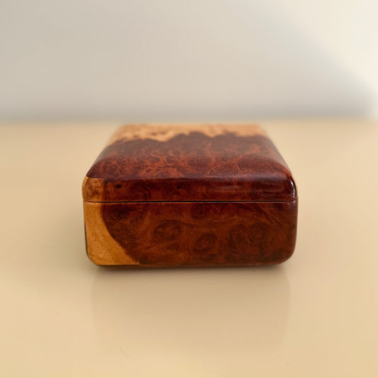 1980s Small Lacquered Burlwood Trinket Box