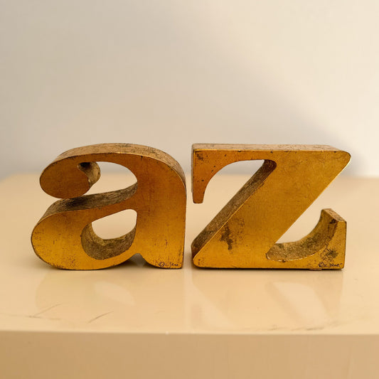 1960s Signed Curtis Jeré Gilded A to Z Bookends