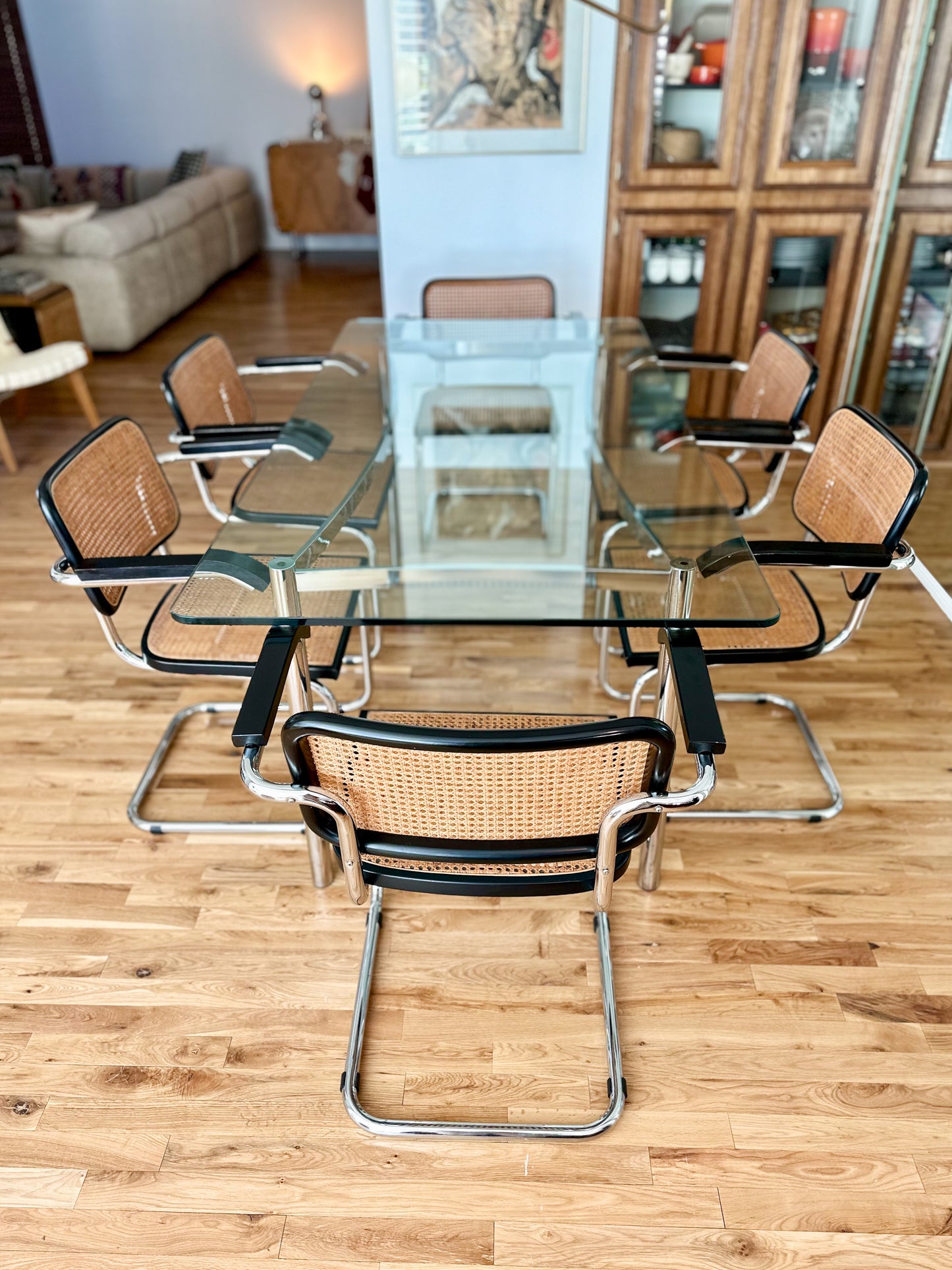 1980s Vintage Italian Cesca Armchairs Attributed to Marcel Breuer - Set of 6