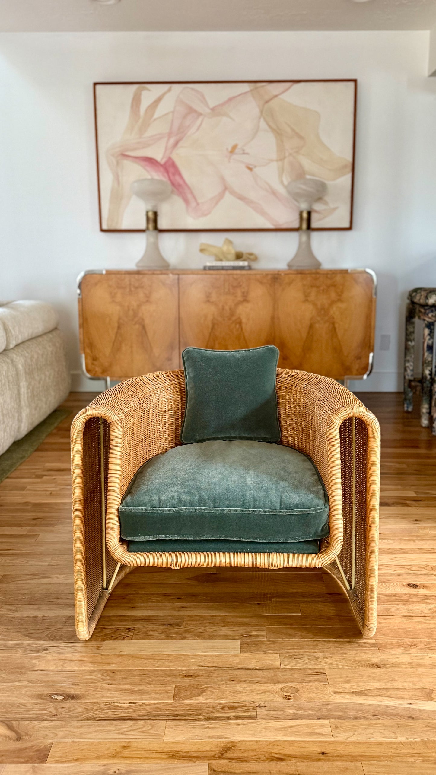 1970s Sculptural Wicker Lounge Chair by Founders