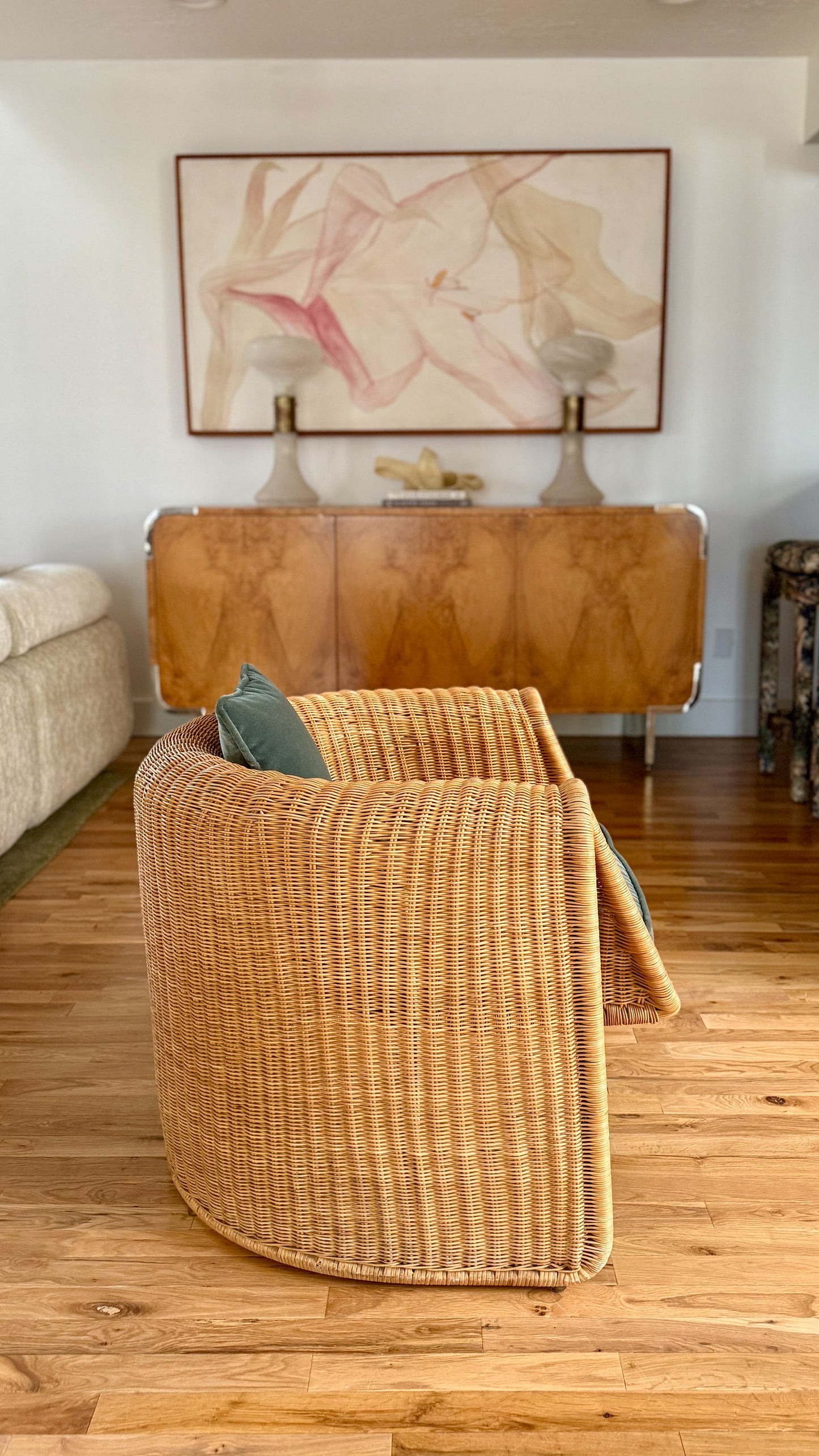 1970s Sculptural Wicker Lounge Chair by Founders