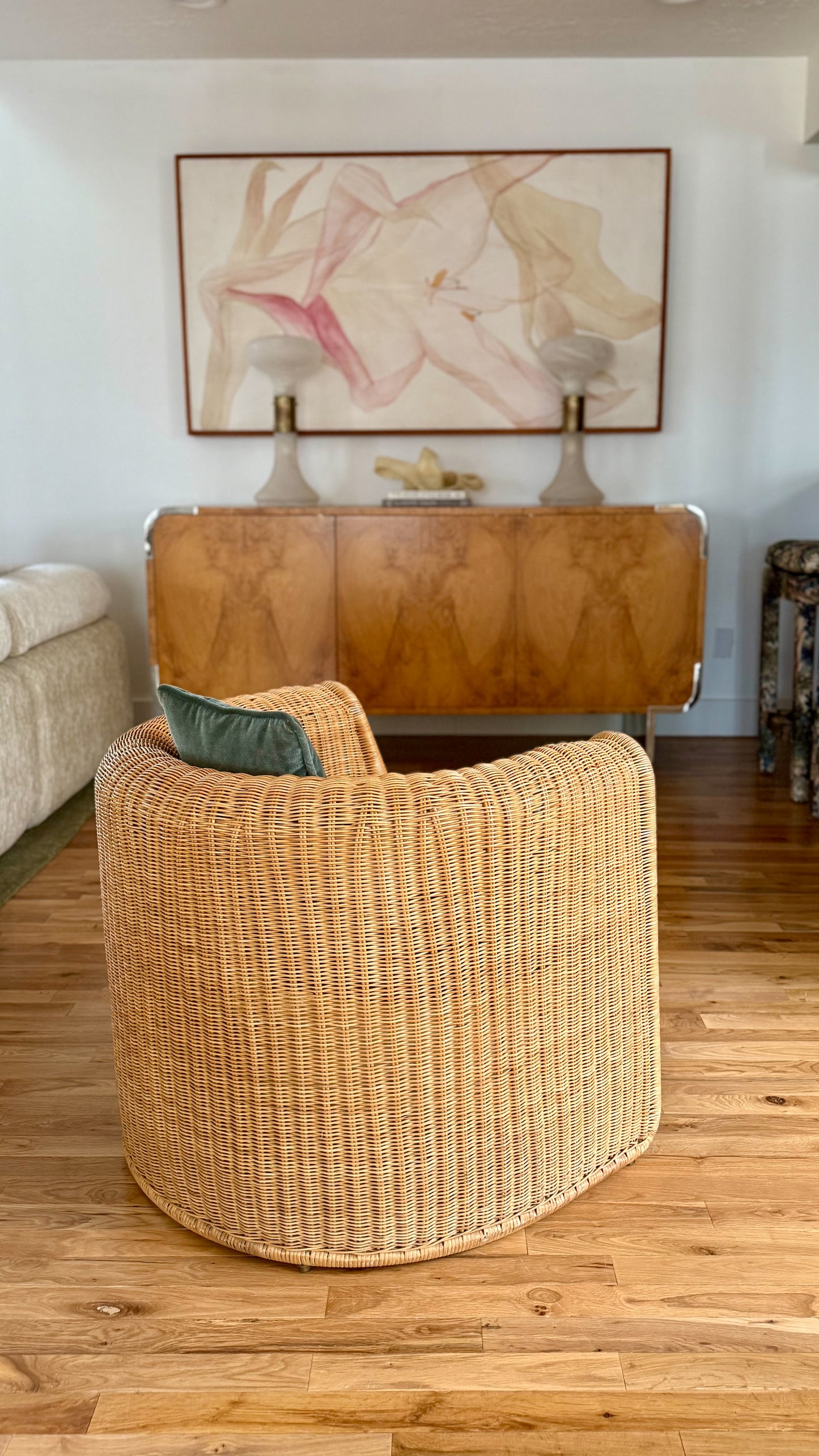 1970s Sculptural Wicker Lounge Chair by Founders