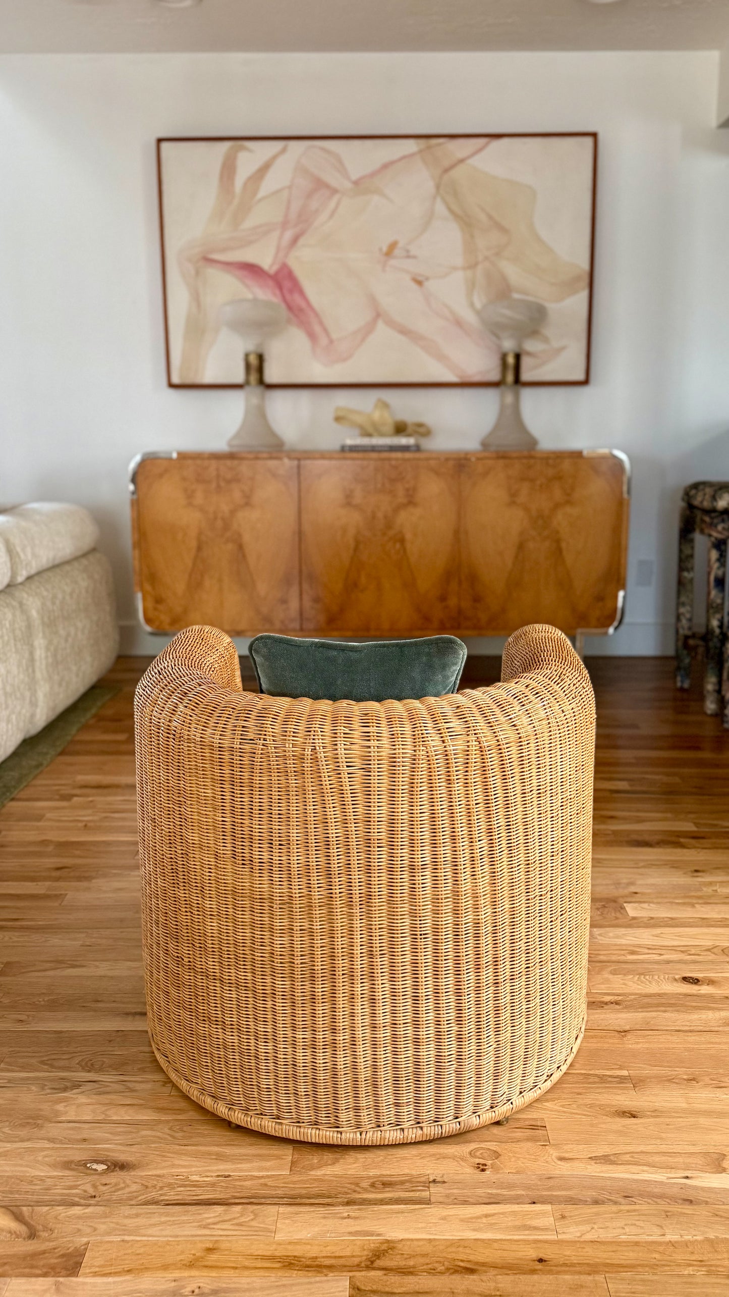 1970s Sculptural Wicker Lounge Chair by Founders