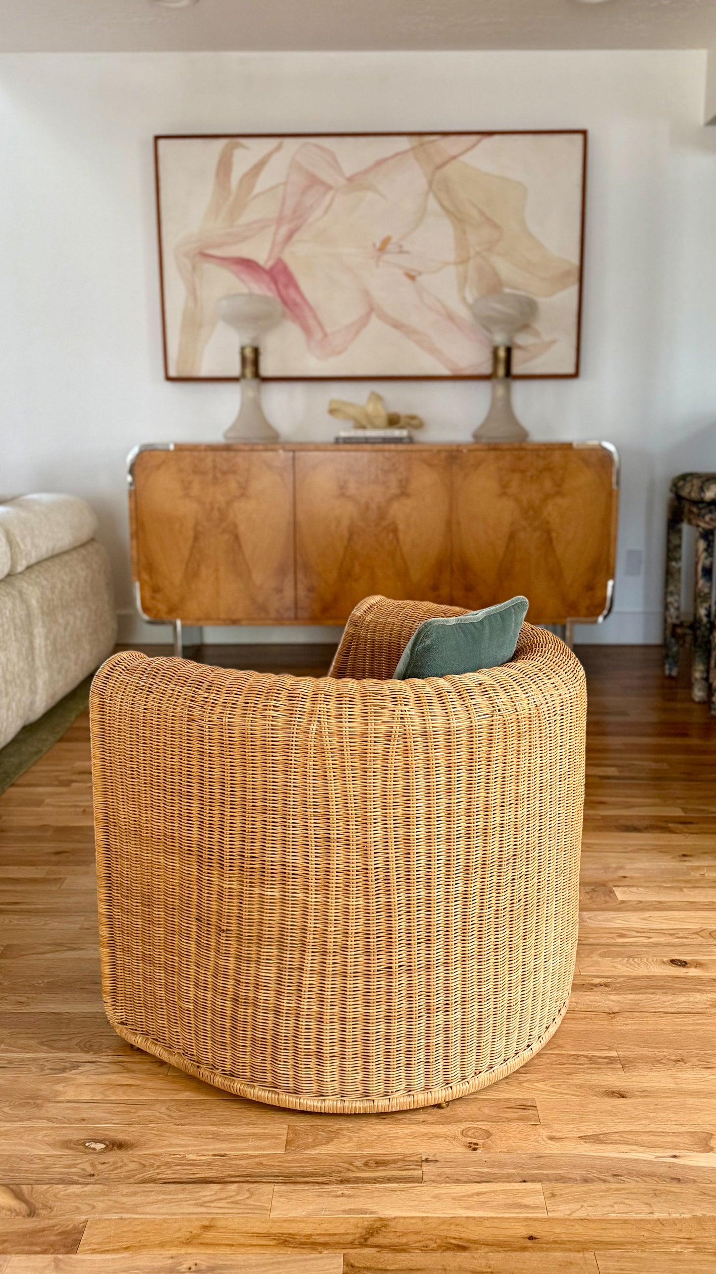 1970s Sculptural Wicker Lounge Chair by Founders