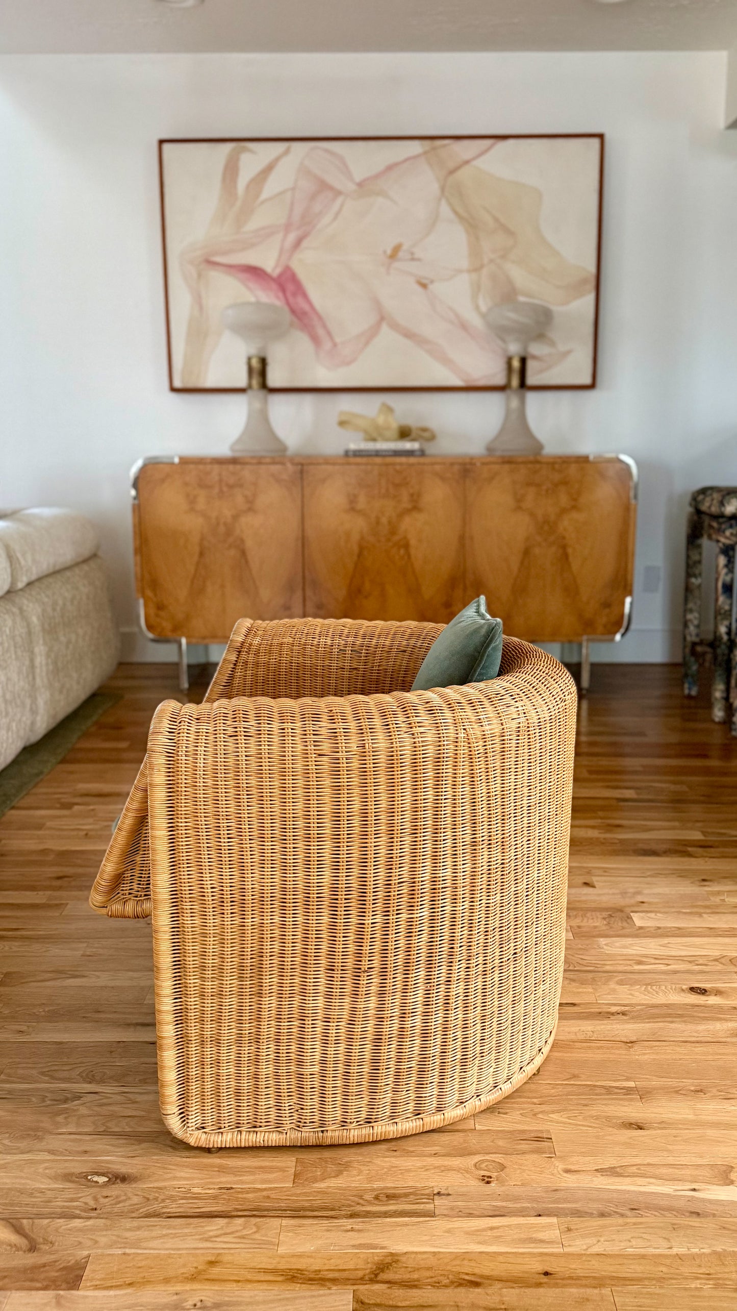 1970s Sculptural Wicker Lounge Chair by Founders