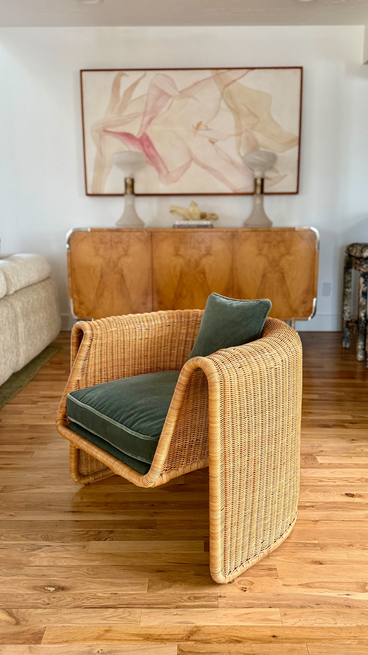 1970s Sculptural Wicker Lounge Chair by Founders