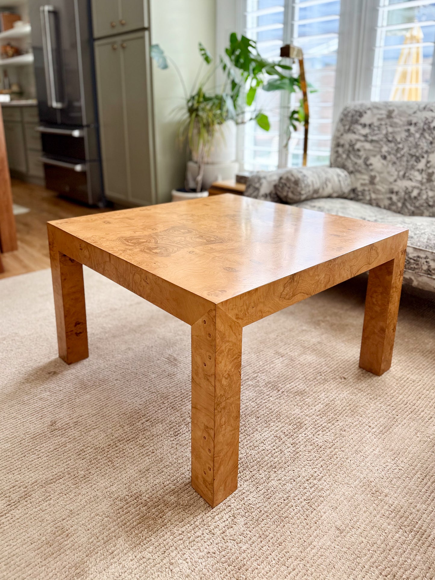 1970s Burlwood Cocktail Table