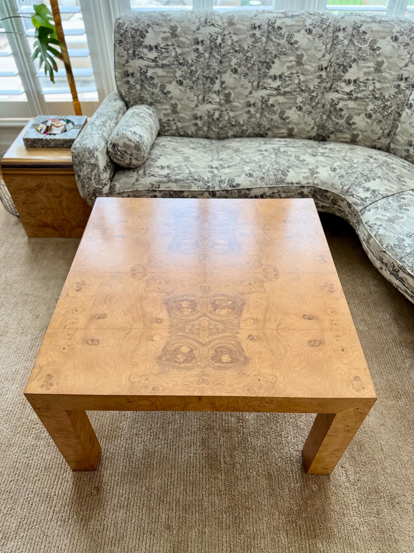 1970s Burlwood Cocktail Table