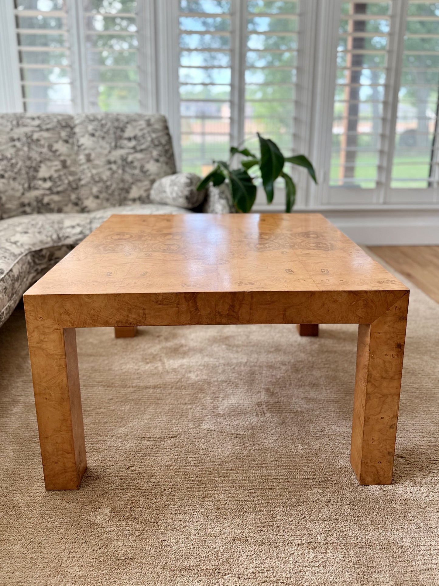 1970s Burlwood Cocktail Table