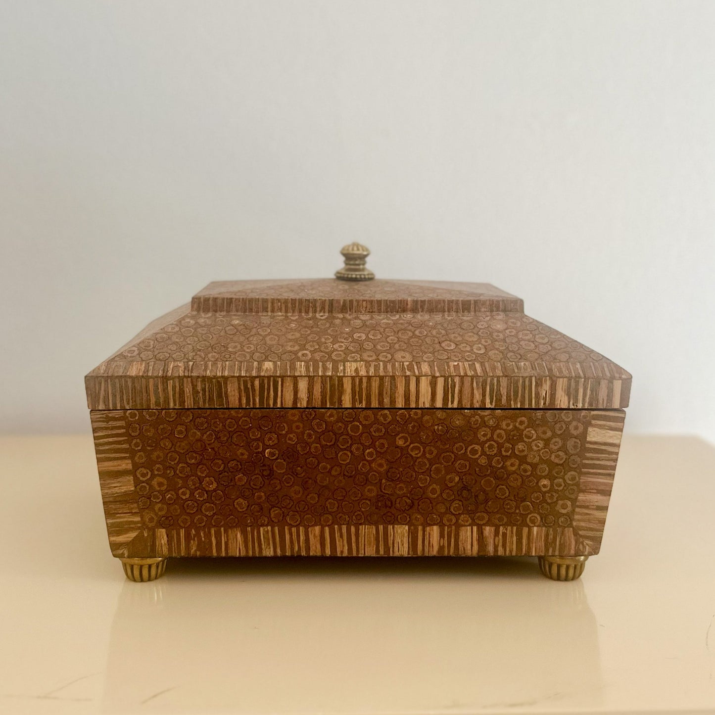 1980s Maitland Smith Resin Box with Brass Details