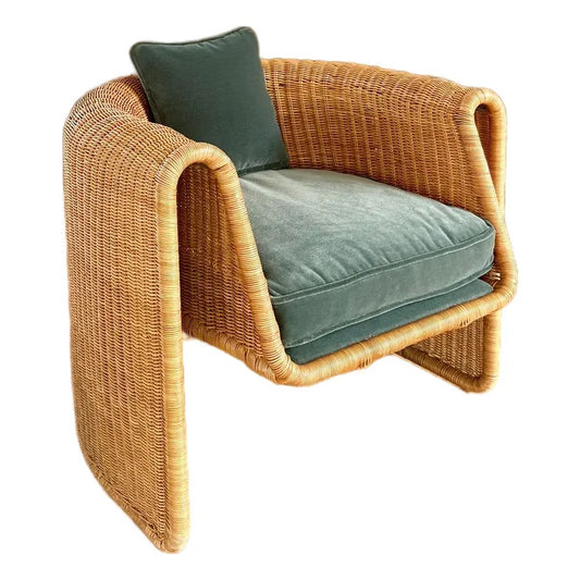 1970s Sculptural Wicker Lounge Chair by Founders