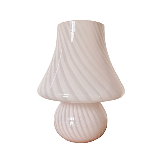 1970s Substantial Light Pink Murano Swirl Mushroom Lamp