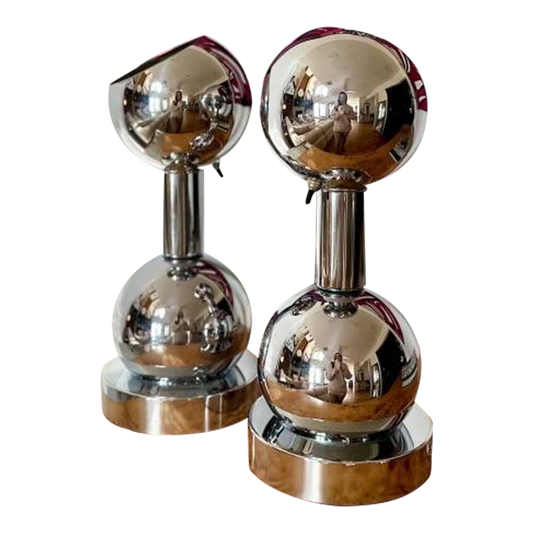 1970s Chrome Eyeball Lamps Attributed to Robert Sonneman - a pair