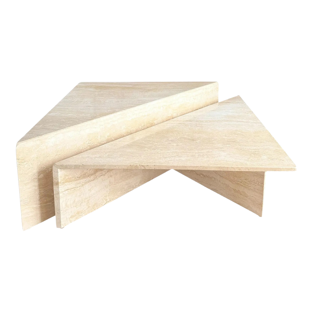 1970s Italian Triangular Travertine Coffee Tables - a pair – Moonpool ...