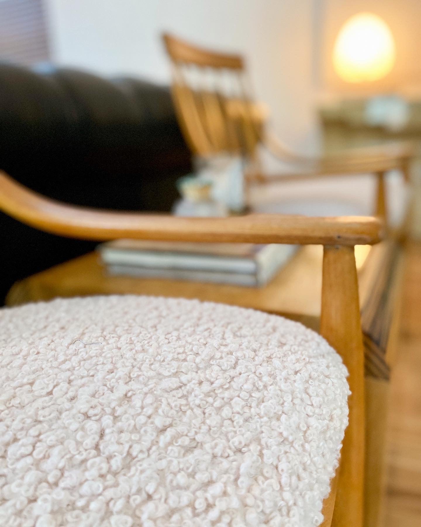 1960s Blonde Bentwood and Boucle Chairs - Set of 2