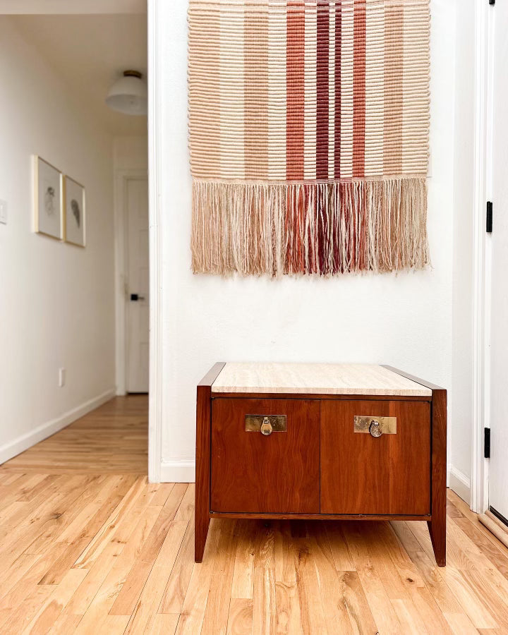 1960s MCM Travertine Top Storage Cabinet