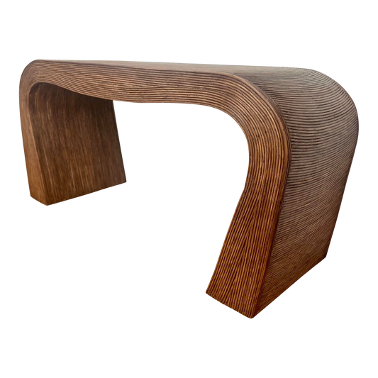 1970's Vintage Pencil Reed Waterfall Console in the Manner of Gabriela Crespi