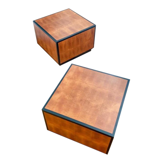 1980s Oak Cube Side Tables - Set of 2