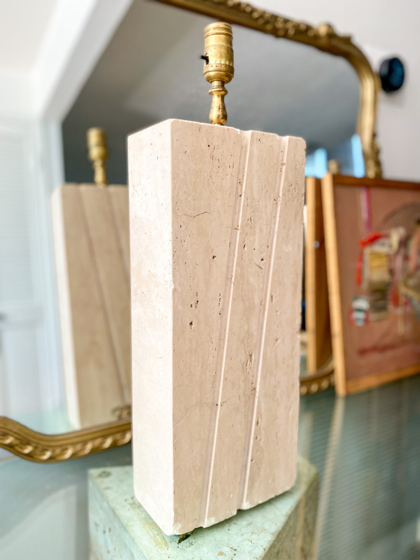 1970s Travertine Table Lamp Bases in the Style of Fratelli Mannelli - Set of 2