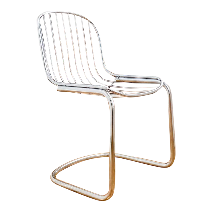 1970s Vintage Gastone Rinaldi Style Chrome Cantilevered Chair