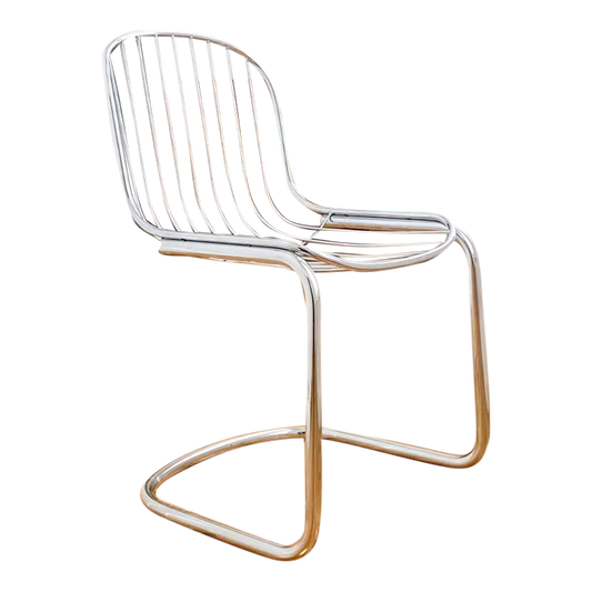 1970s Vintage Gastone Rinaldi Style Chrome Cantilevered Chair