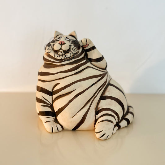 1980s C. Butler Jones Signed "Fat Cat" Ceramic Piggy Bank