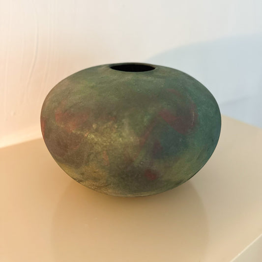 1990s Tony Evans Signed Raku Fired Earthenware Vase