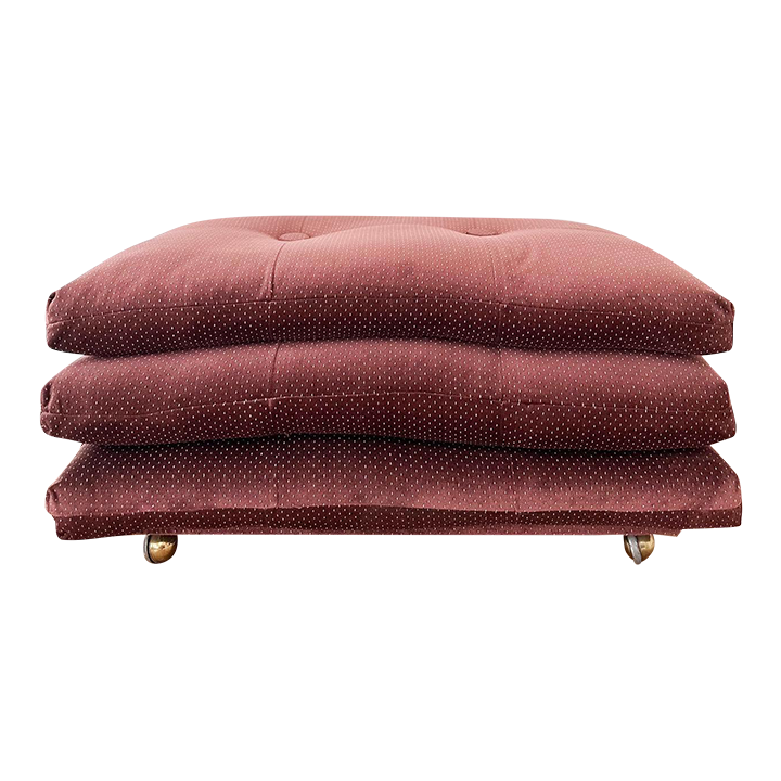 1980s Plum Velvet Stacked Ottoman on Brass Castors