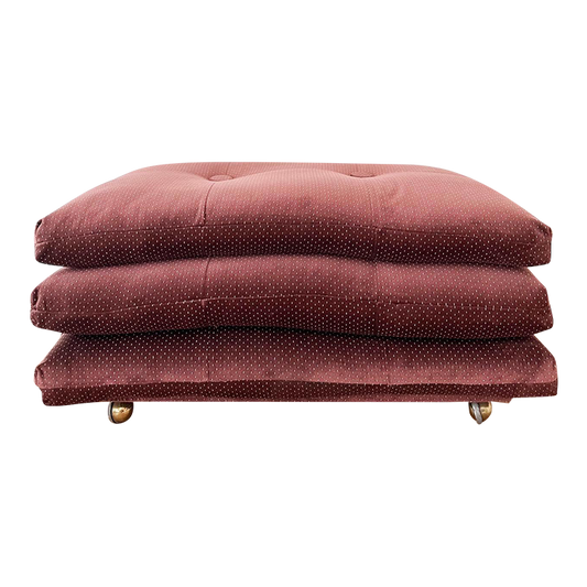 1980s Plum Velvet Stacked Ottoman on Brass Castors