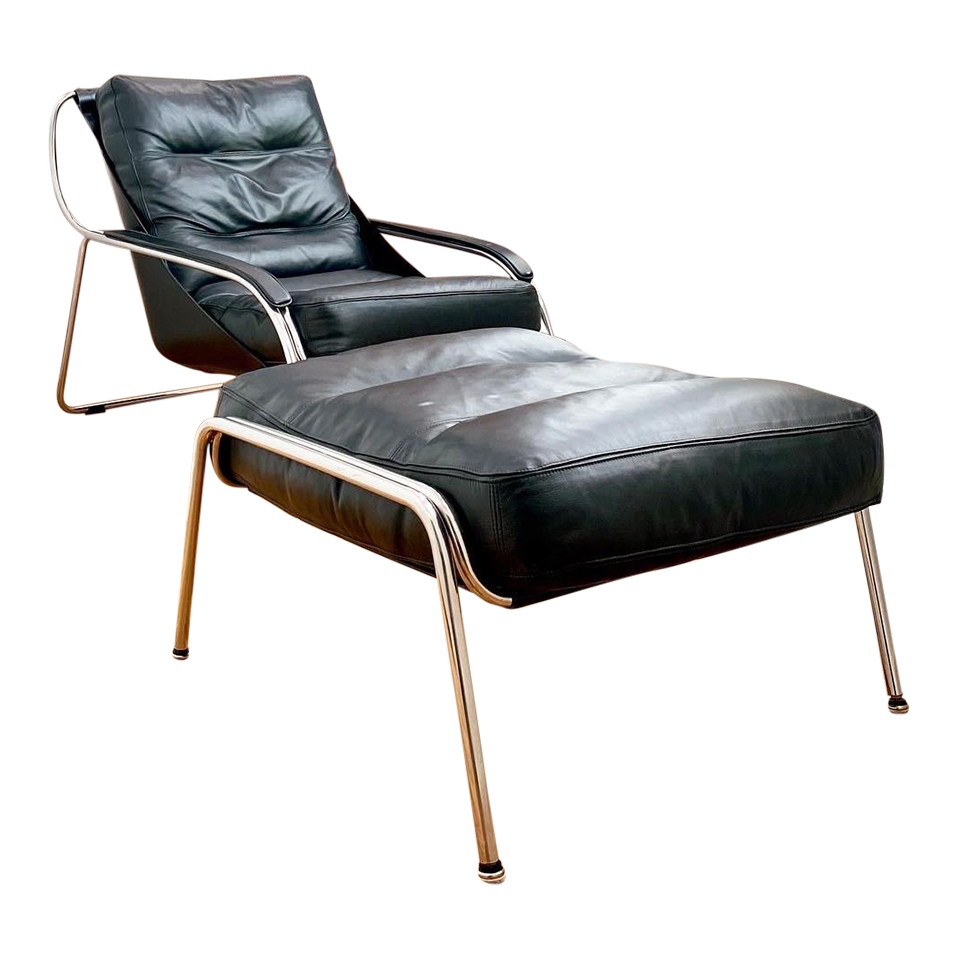 1970s Italian Maggiolina Lounge Chair & Pouf by Marco Zanuso for 1970s Italian Maggiolina Lounge Chair & Pouf by Marco Zanuso for