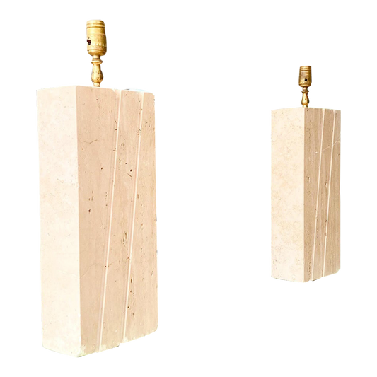 1970s Travertine Table Lamp Bases in the Style of Fratelli Mannelli - Set of 2