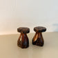 Vintage Chrysanthemum Wood Salt and Pepper Shaker Set