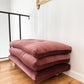 1980s Plum Velvet Stacked Ottoman on Brass Castors