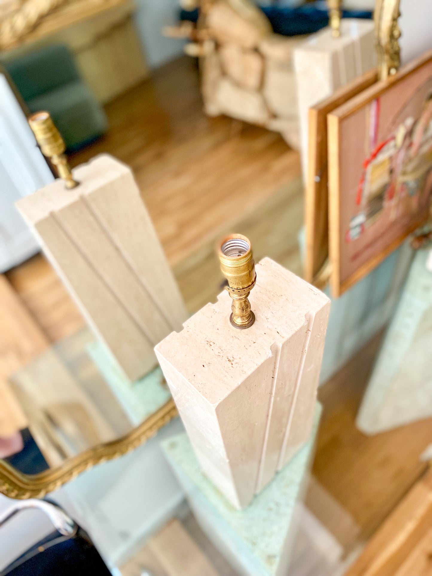 1970s Travertine Table Lamp Bases in the Style of Fratelli Mannelli - Set of 2