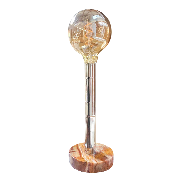 1960s Art Deco Onyx and Chrome Lamp