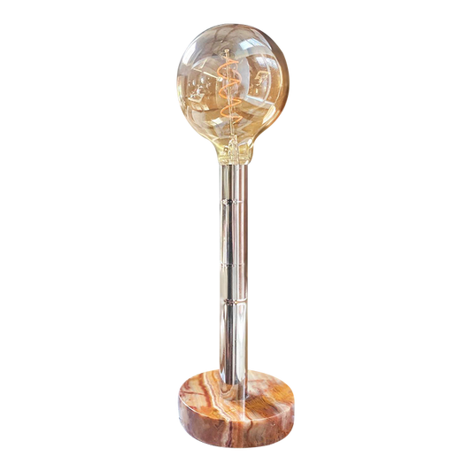 1960s Art Deco Onyx and Chrome Lamp
