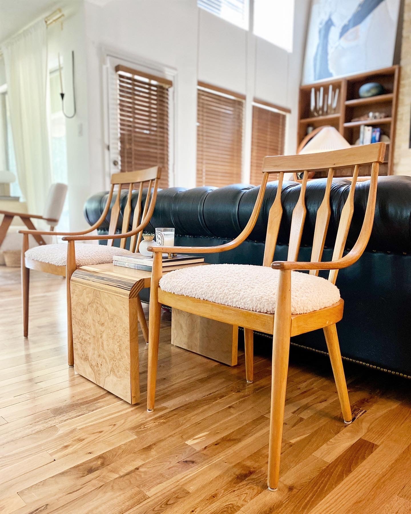 1960s Blonde Bentwood and Boucle Chairs - Set of 2