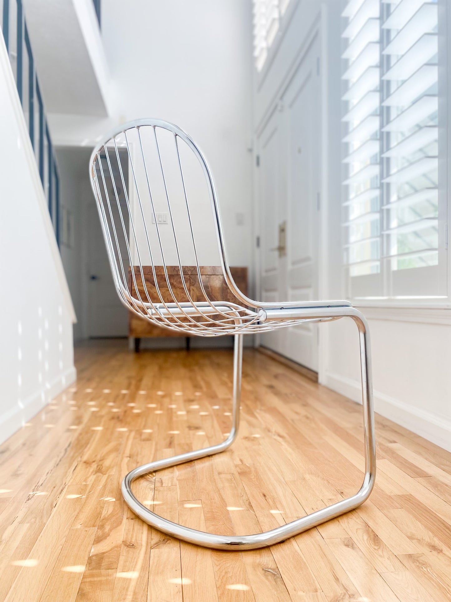 1970s Vintage Gastone Rinaldi Style Chrome Cantilevered Chair