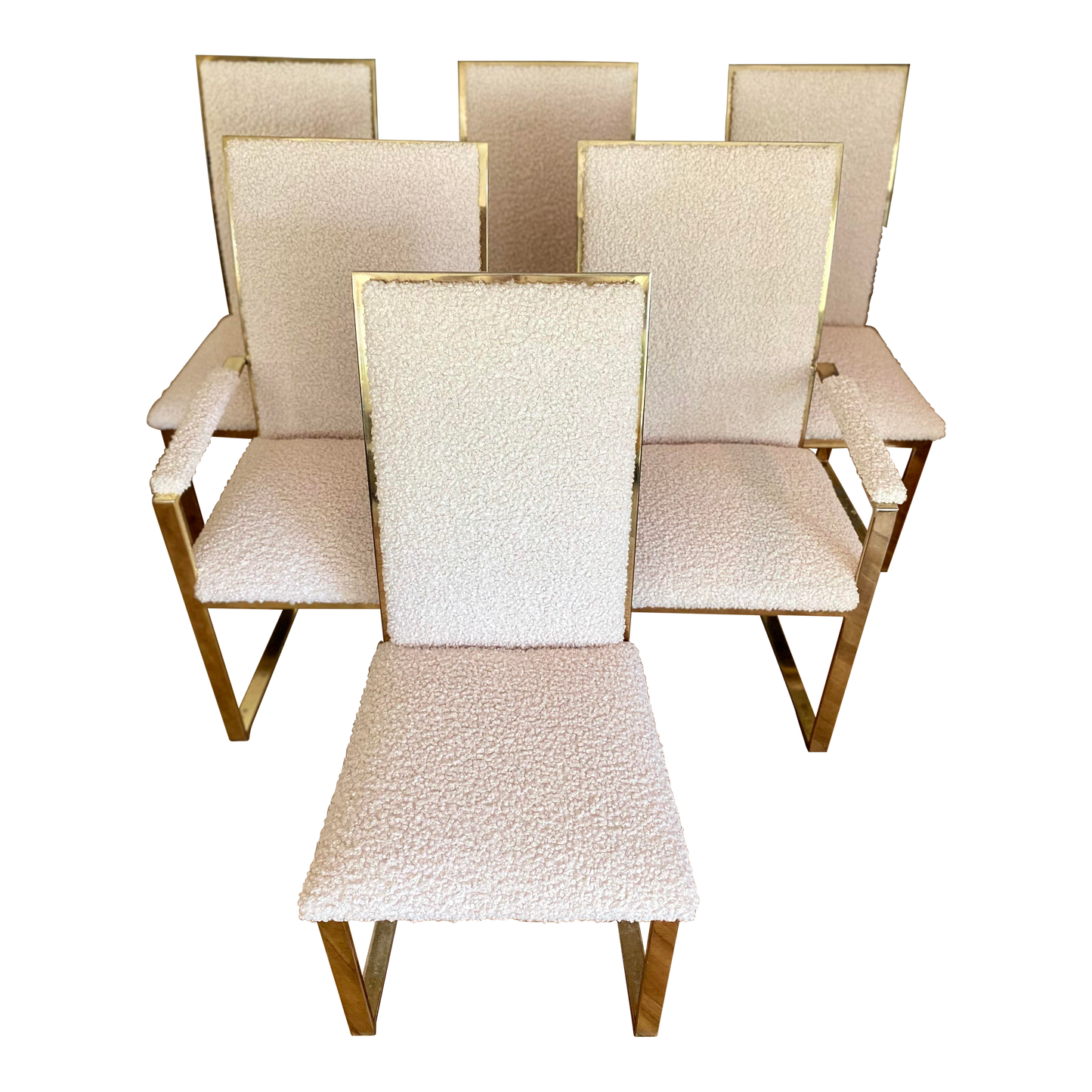 1970s Vintage Italian Pencil Reed and Bouclé Dining Chairs - Set of 6