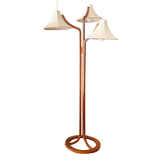 1980s Scandinavian “Trident” Bentwood Floor Lamp