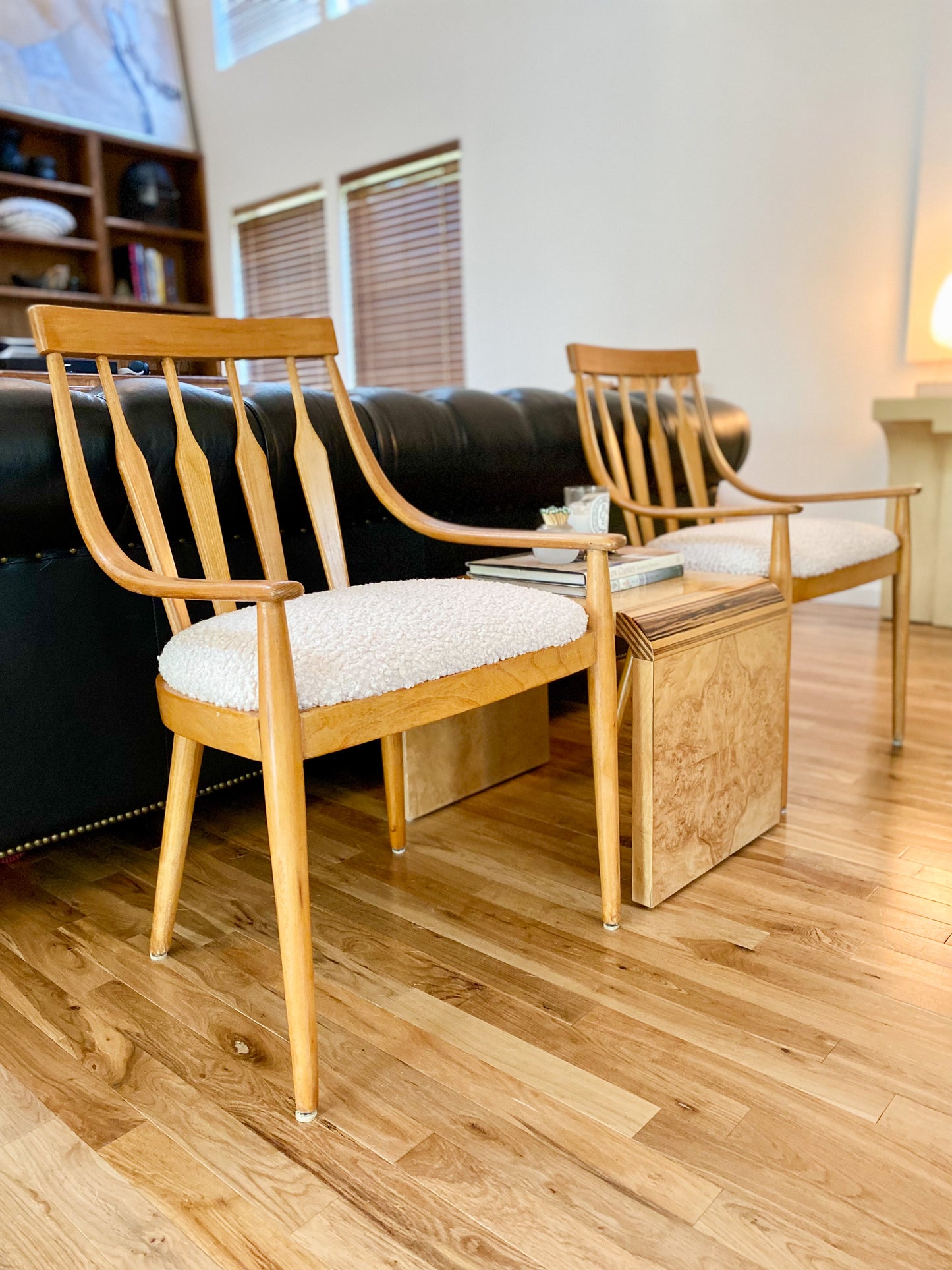 1960s Blonde Bentwood and Boucle Chairs - Set of 2