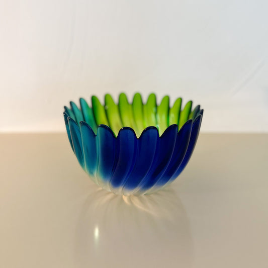 Green and Blue Frosted Glass Bowl