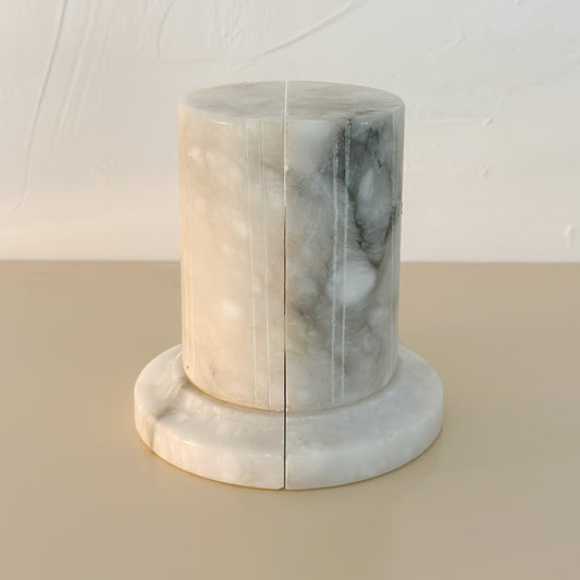 1970s Italian Alabaster Column Bookends