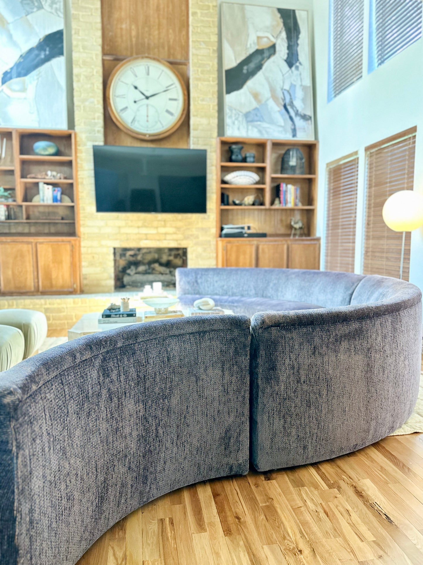 1980’s 3 Piece Serpentine Sectional in Original Indigo-Purple Chenille