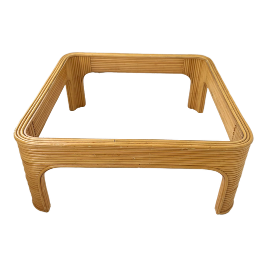 1970s Vintage Bent Bamboo and Glass Coffee Table