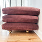 1980s Plum Velvet Stacked Ottoman on Brass Castors